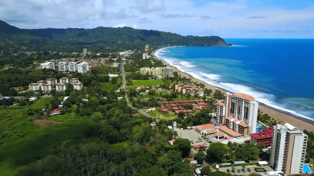 Aerial view of Jaco Beach and the Pacific coast of Costa Rica