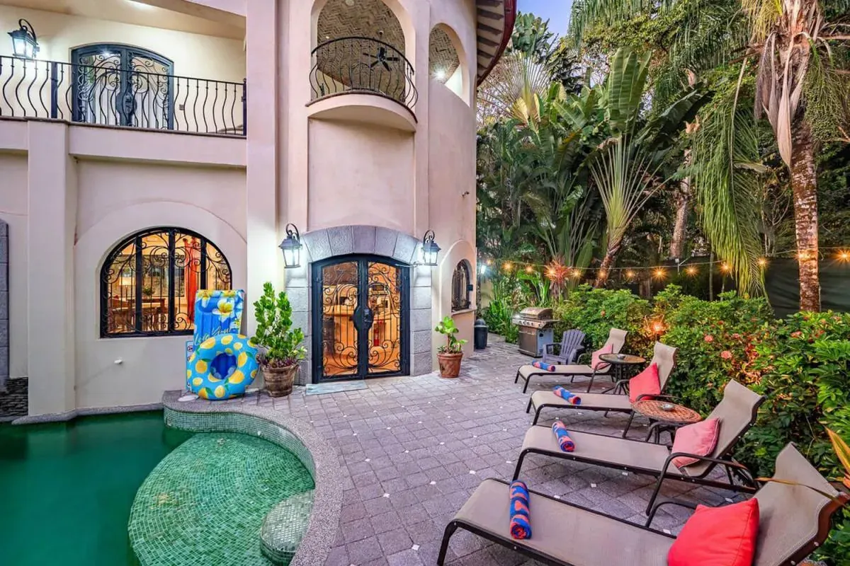 Private family villa courtyard and pool in Jaco