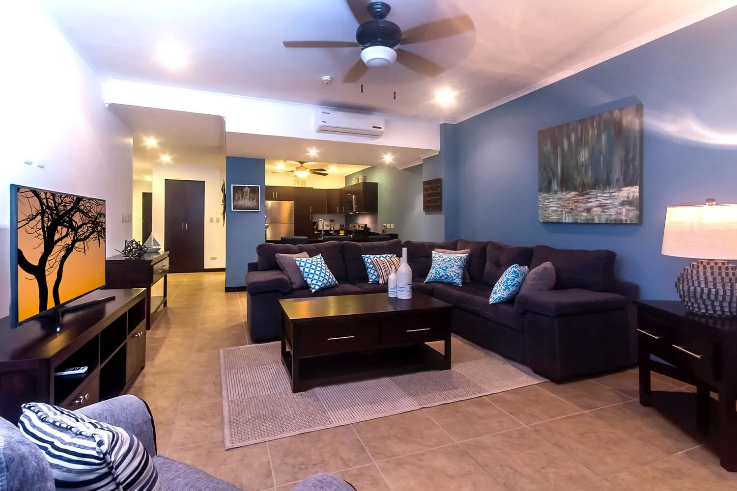 Open living and dining area at The Palms 402