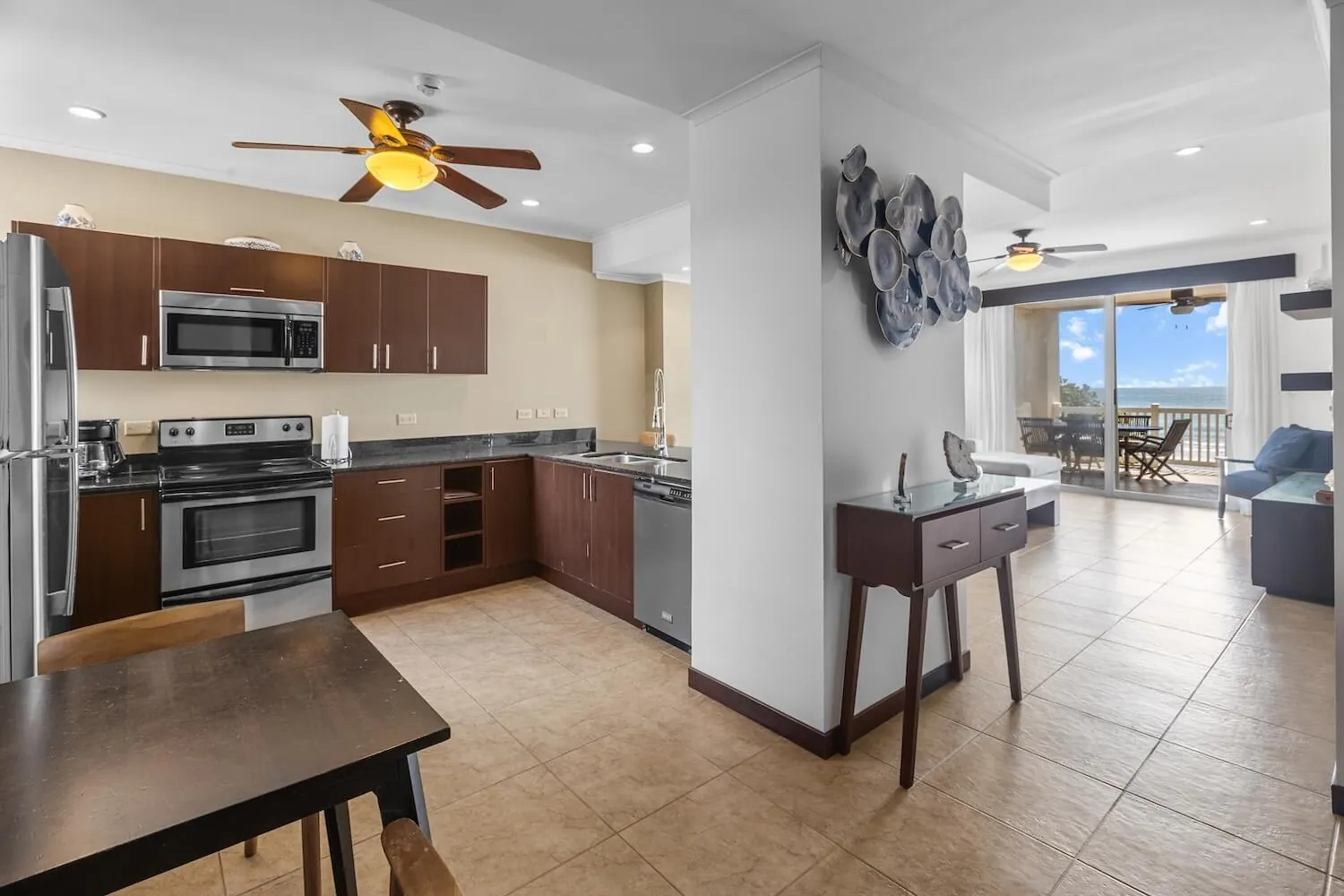 Kitchen and dining area at The Palms 404