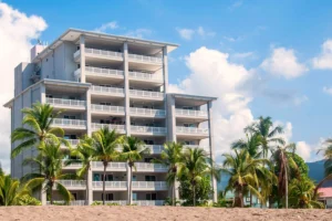 The Palms tower on the north end of Jaco Beach