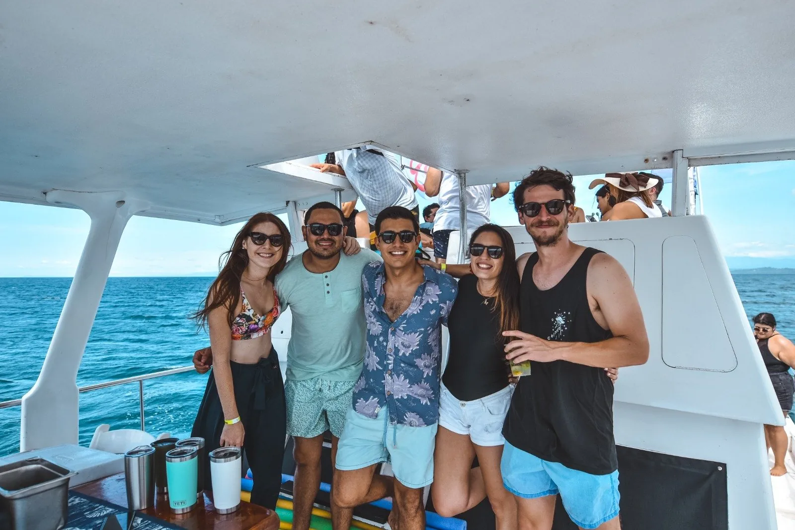 Wedding guests enjoying a private boat day near Jaco