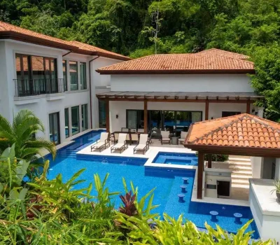 Drone view of Casa Aurora vacation rental in Los Sueños Resort Costa Rica